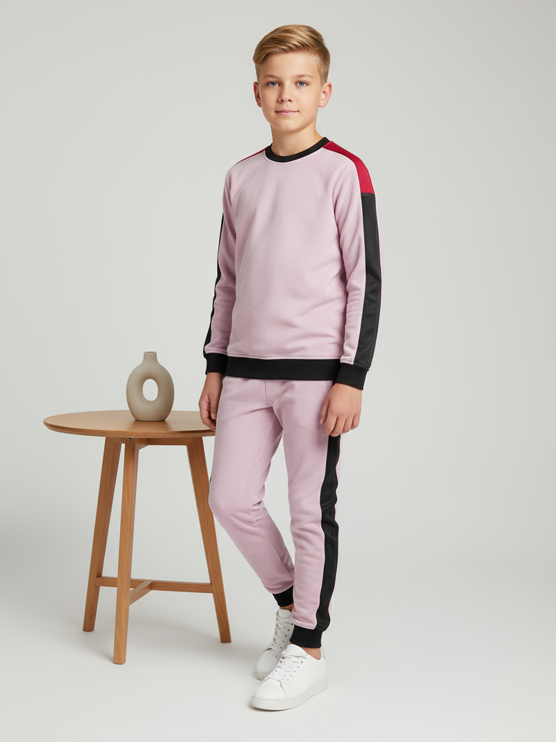 Stylish Summer Interlock Fabric Tracksuit For Kids-Oyster Pink-SDF05
