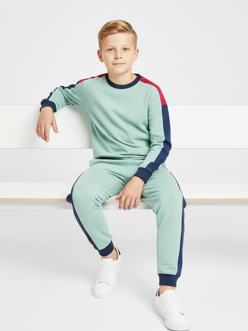 Stylish Summer Interlock Fabric Tracksuit For Kids-Mint Green-SDF21