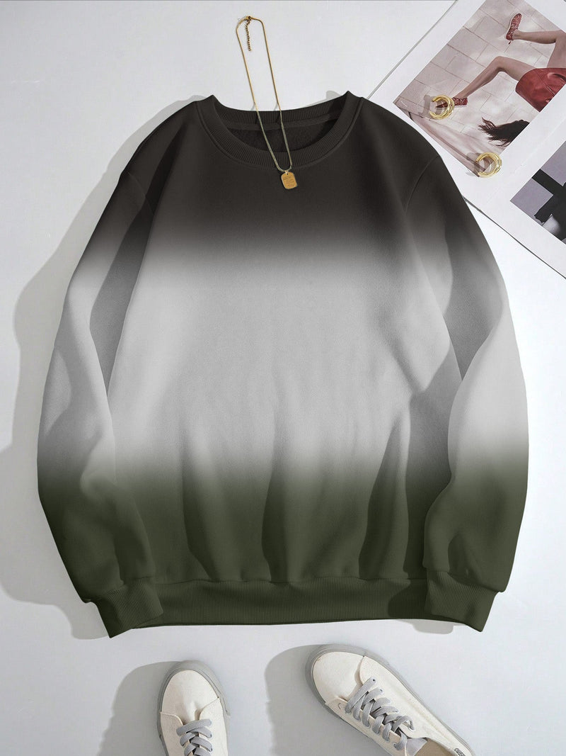 Sixteen Fashion Wool Crew Neck Sweater For Women-Olive with Allover Faded-RT2277