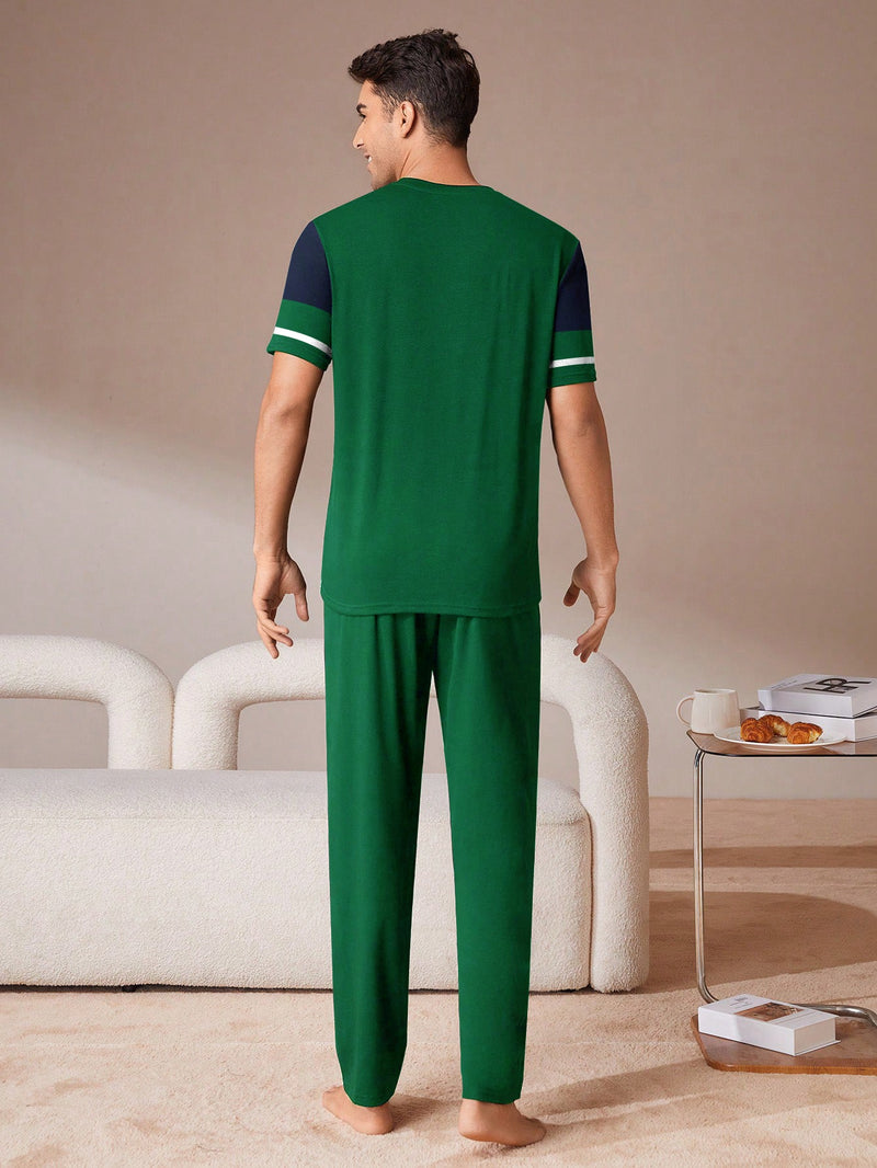 Louis Vicaci Summer Active Wear Tracksuit For Men-Green with Navy Panels-RT2437