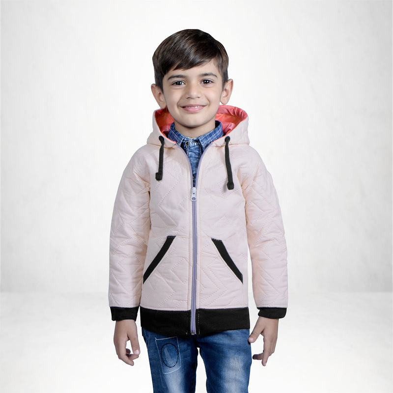 Quilted Zipper Hoodie For Kids-Light Pink-NA10130