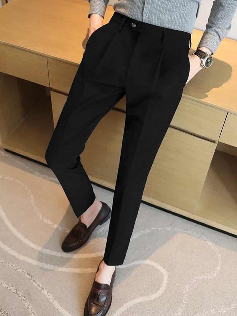 Louis Vicaci Interlock Stretchy Slim Fit Pent For Men-Black-RT2454
