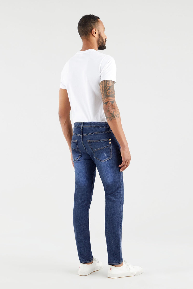 F&F Skinny Fit Stretch Denim For Men-Blue Faded With Grinded Style-F10