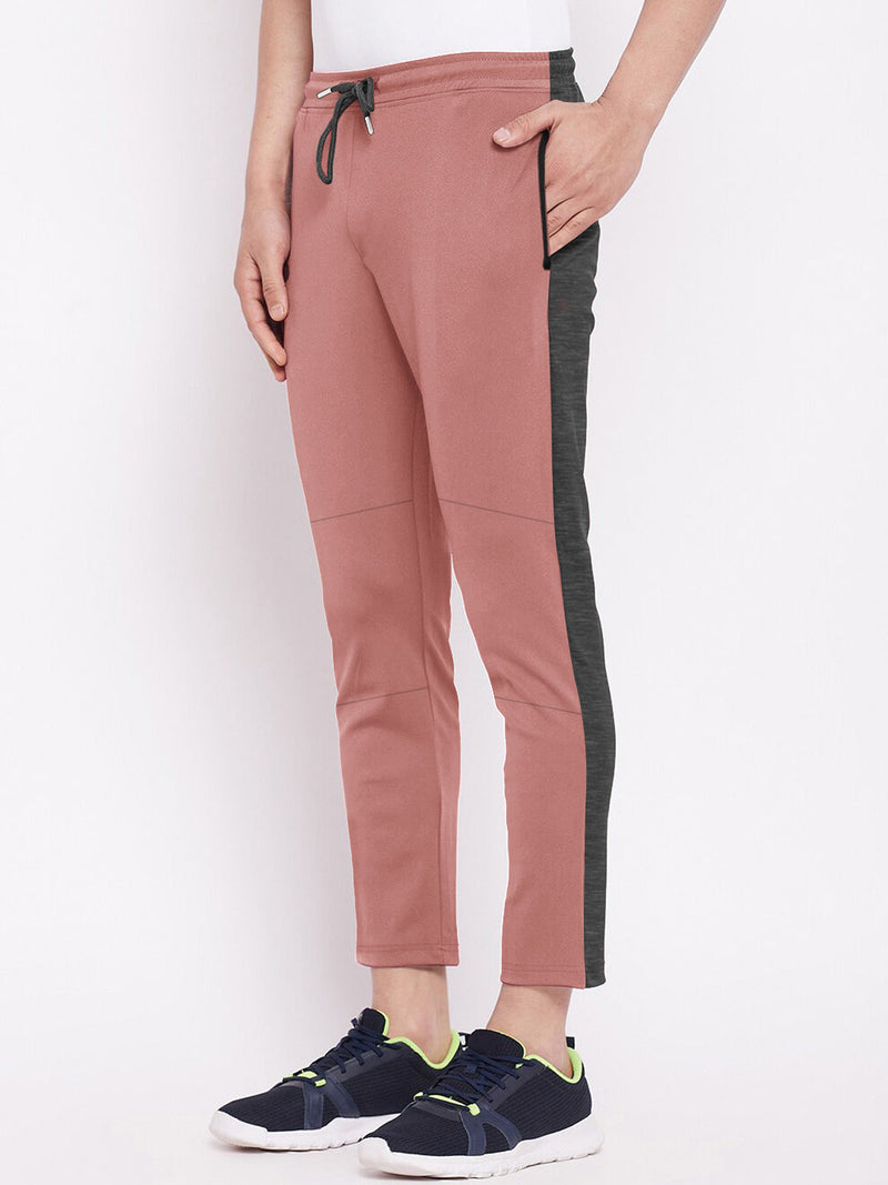 Summer Single Jersey Slim Fit Trouser For Men-Light Pink With Charcoal Melange Stripe-RT109