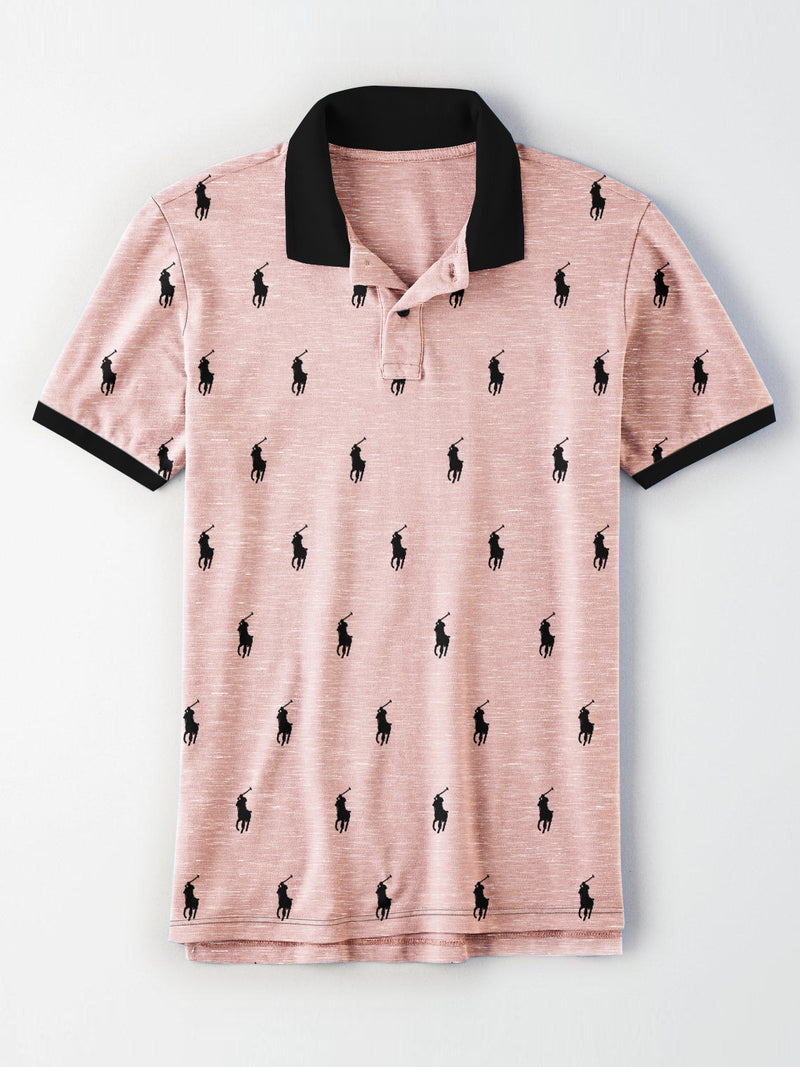 Summer Polo Shirt For Men-Light Pink Melange-AN4021