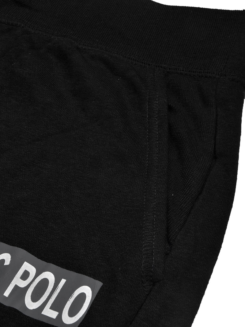 Nyc Polo Gathering Fit Fleece Jogger Trouser For Men-Black with Red Panel-RT2184