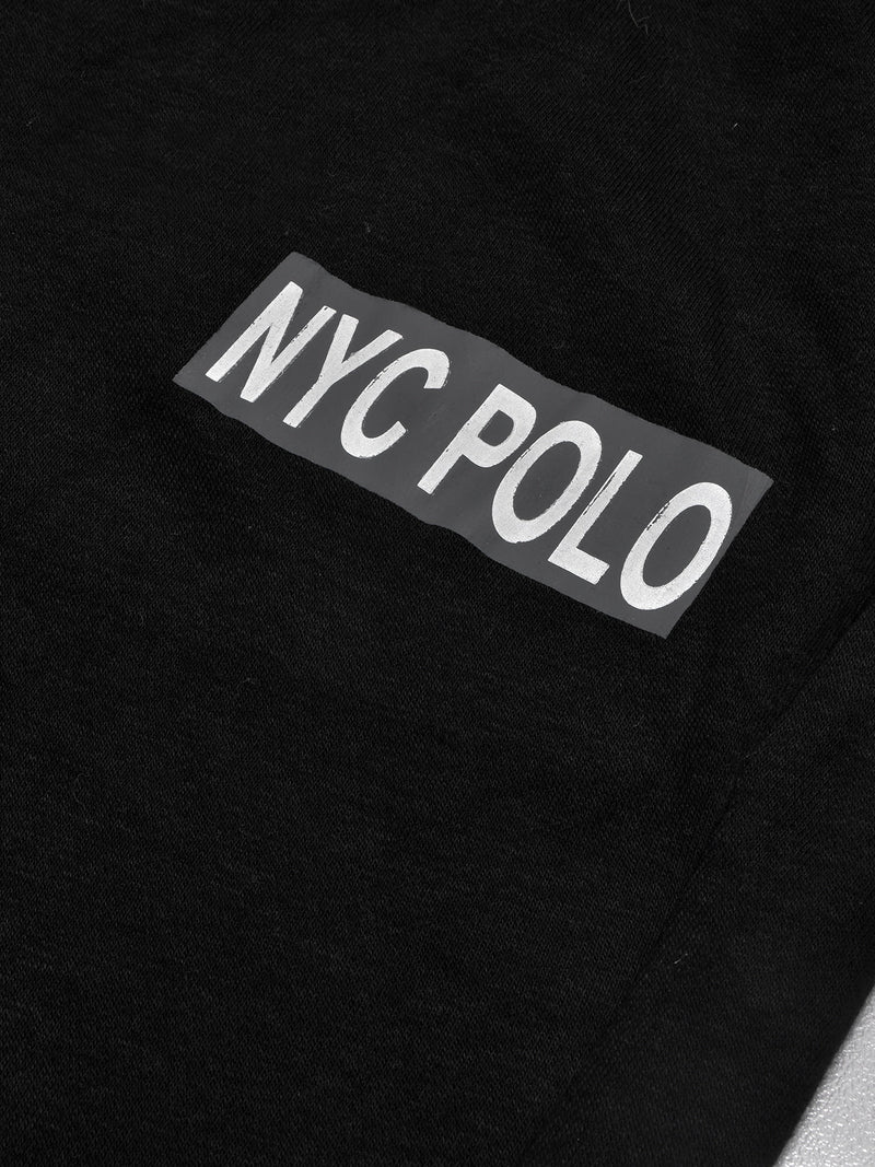 Nyc Polo Gathering Fit Fleece Jogger Trouser For Men-Black with Red Panel-RT2184