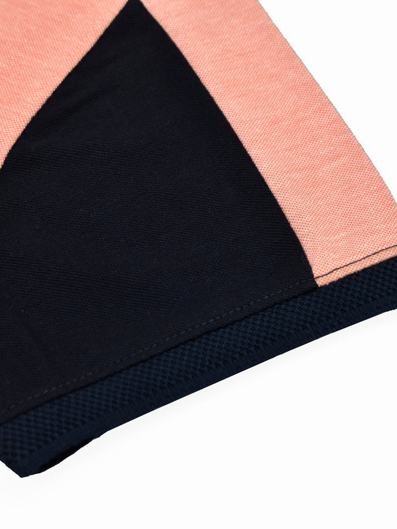 Summer Polo Shirt For Men-Light Orange Melange & Dark Navy-SP6884