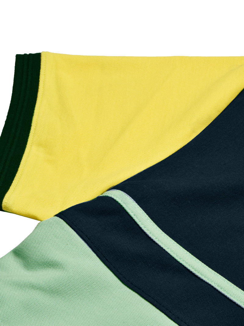 Summer Polo Shirt For Men-Graps with Dark Navy & Yellow-RT2376