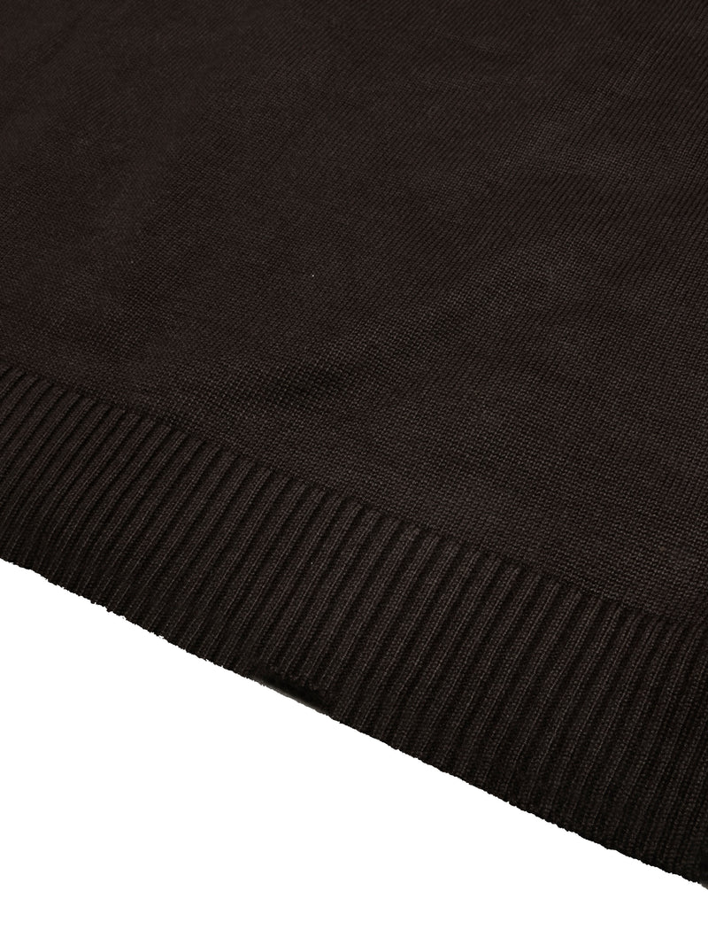 Full Fashion Short Sleeve Crew Neck Sweater For Men-Brown With Stripes-SP1099/RT2241