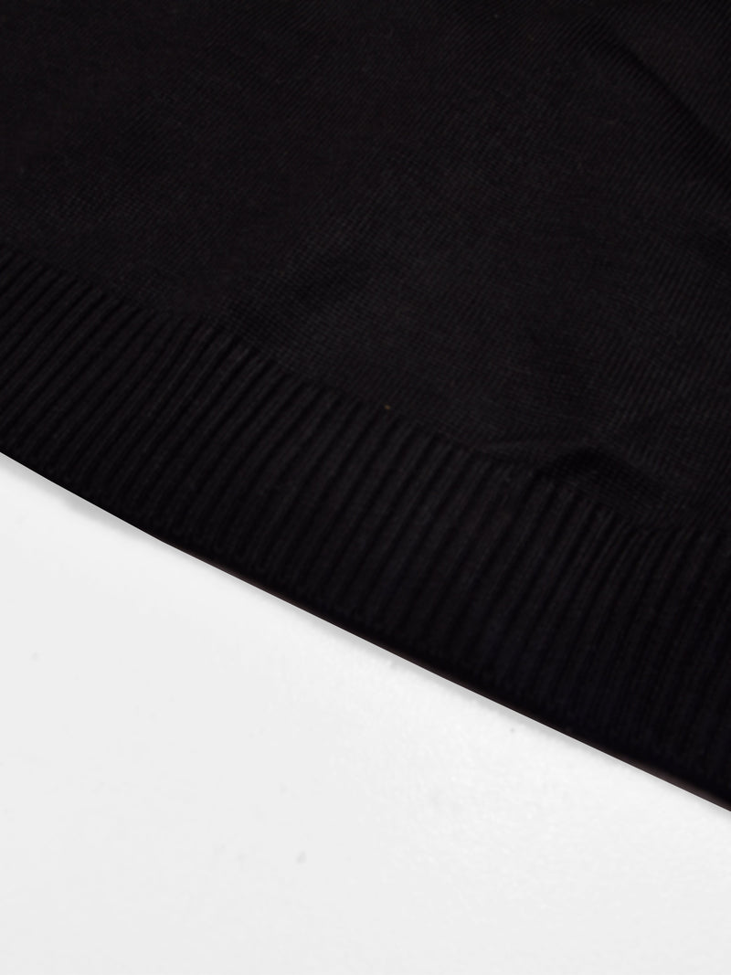 Full Fashion Short Sleeve Crew Neck Sweater For Men-Black With Stripes-RT2242