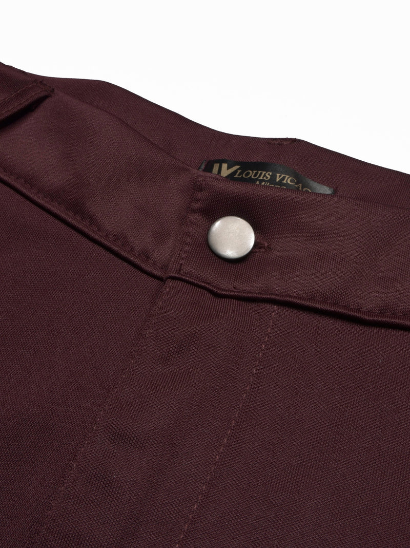 Louis Vicaci Interlock Stretchy Slim Fit Pent For Men-Maroon-RT2438