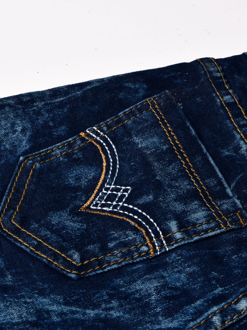 Denimize Stylish Slim Fit Denim For Kids-Dark Blue Faded-RT988