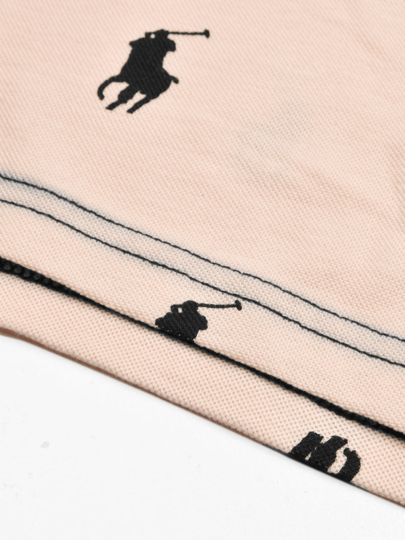 Summer Polo Shirt For Men-Peach with Allover Print-RT2334