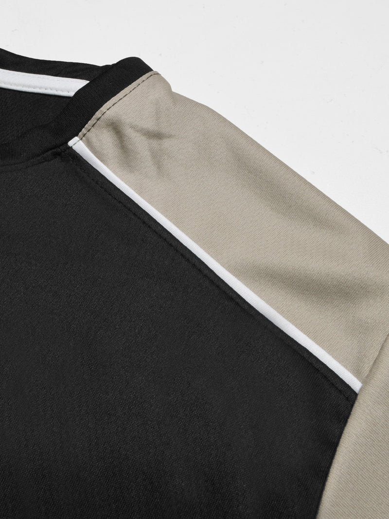 Louis Vicaci Summer Active Wear Tracksuit For Men-Black with Grey Pannels-RT2429