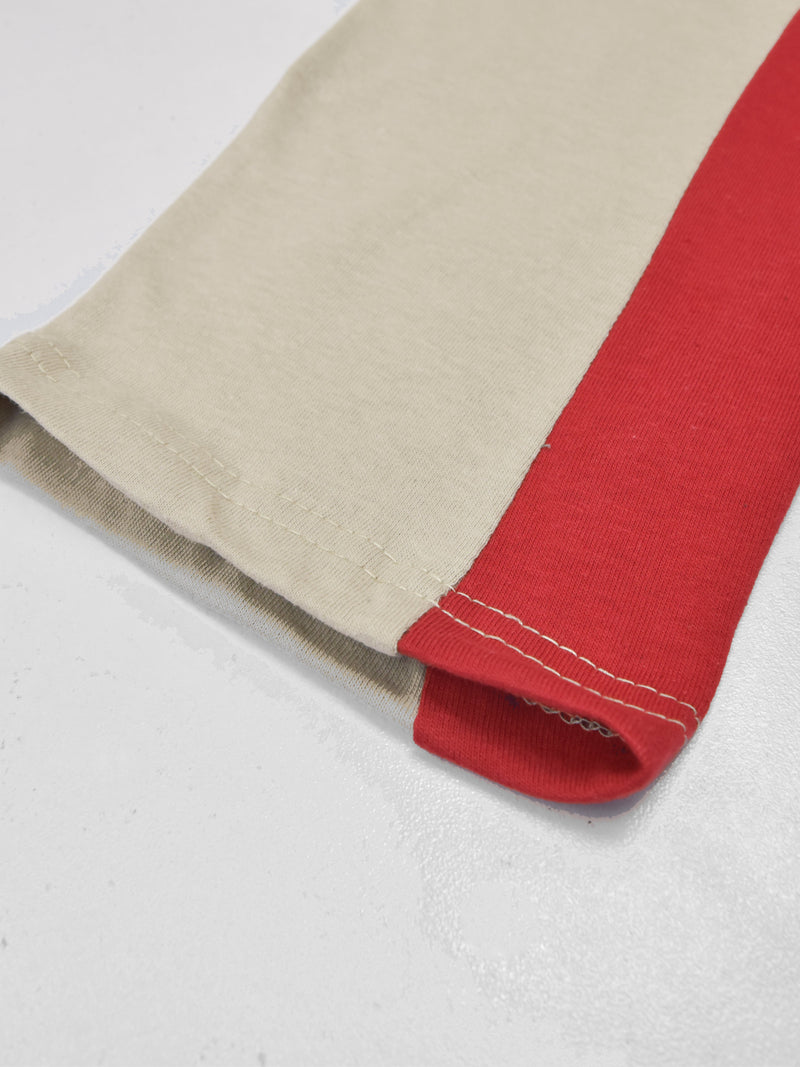 Summer Single Jersey Slim Fit Trouser For Men-Wheat With Red Stripe-RT110