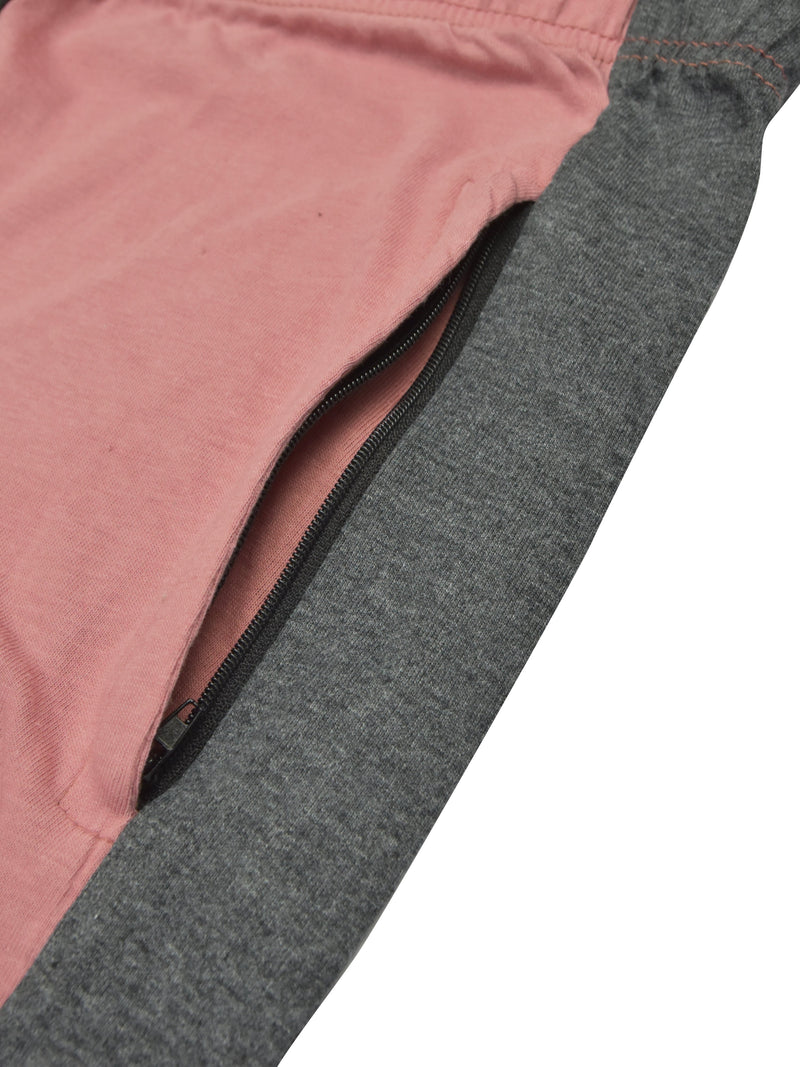 Summer Single Jersey Slim Fit Trouser For Men-Light Pink With Charcoal Melange Stripe-RT109