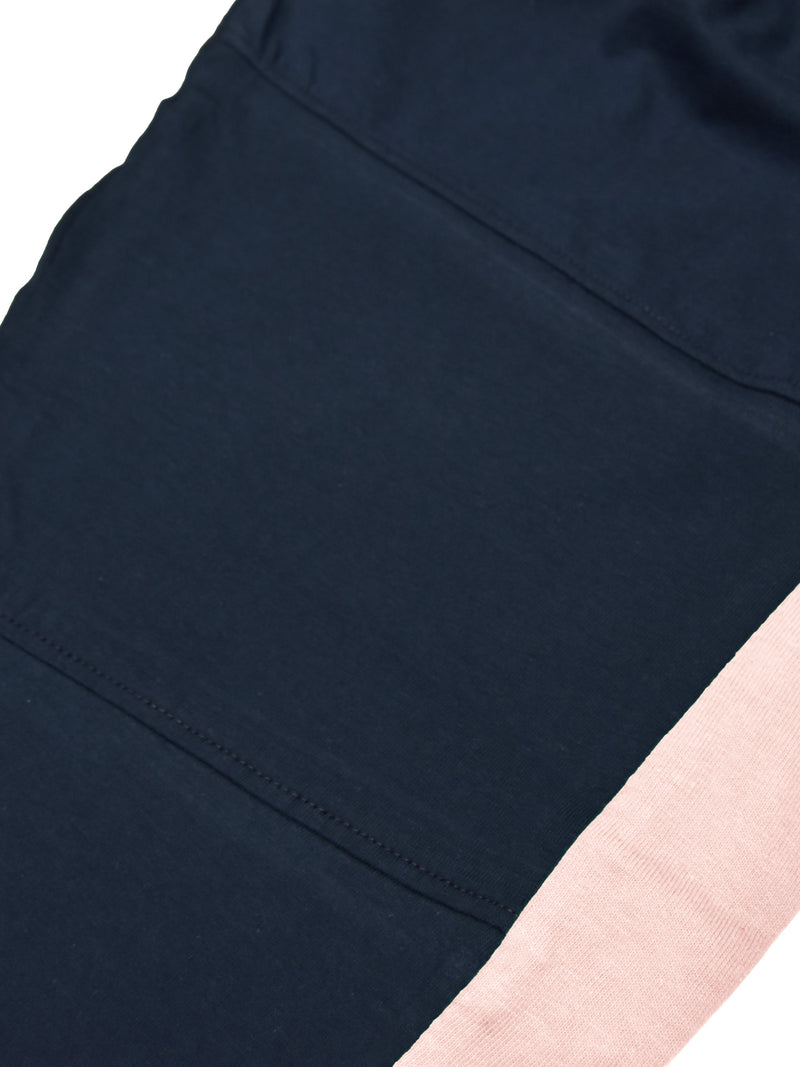 Summer Single Jersey Slim Fit Trouser For Men-Navy With Baby Pink Stripes-RT107