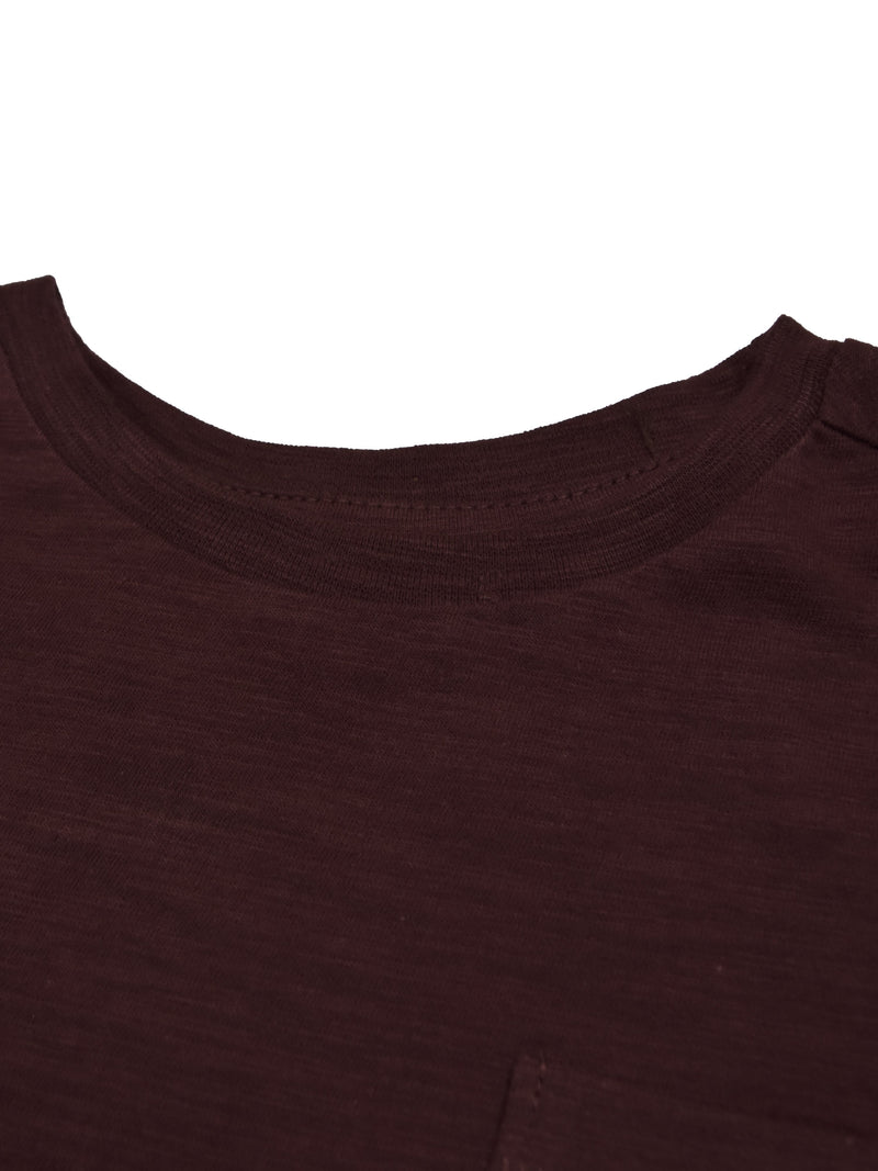 Maxx Crew Neck Long Sleeve Single Jersey Tee Shirt For Kids-Maroon Melange-RT712