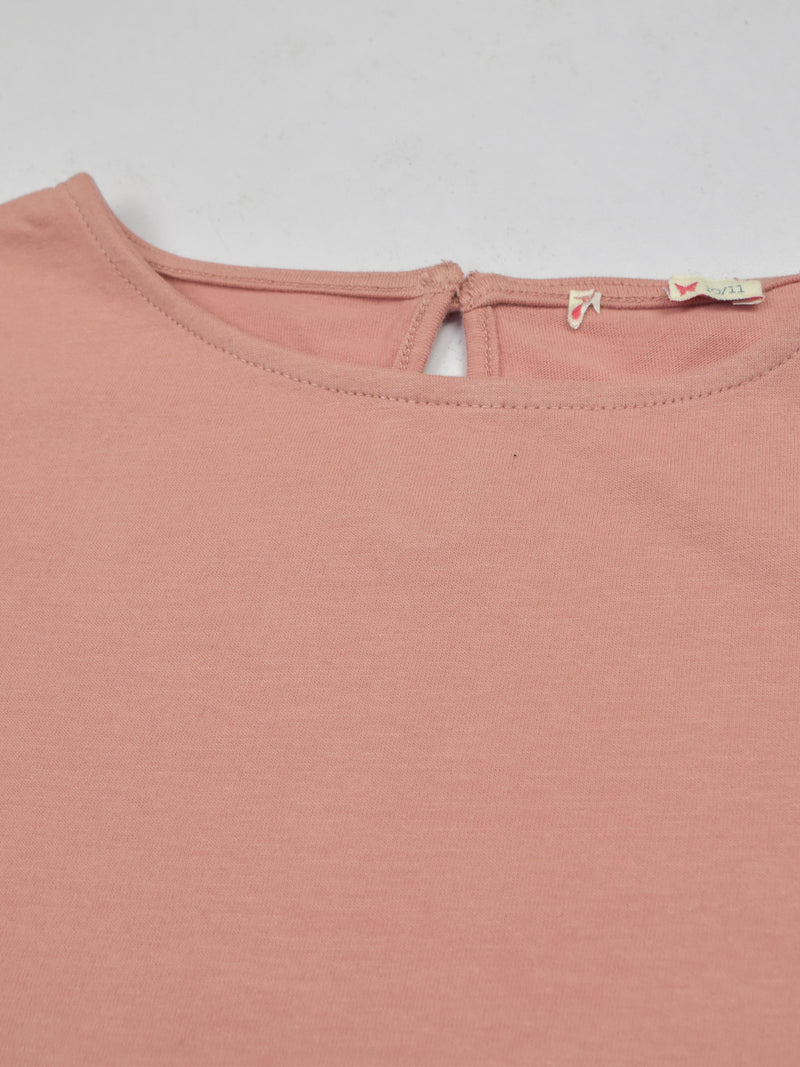 Maxx Single Jersey Half Sleeve Crew Neck Tee Shirt For Girls-Tea Pink-RT730
