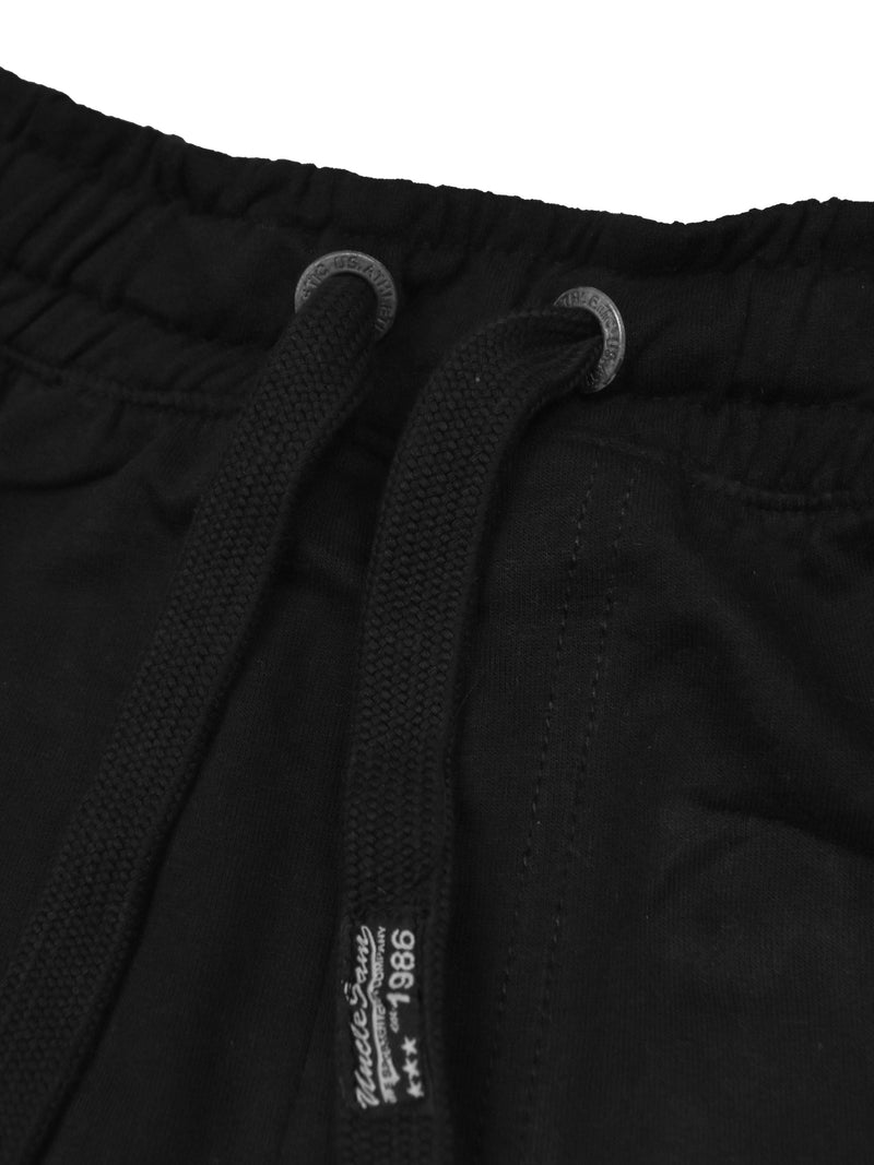 Uncle Sam Slim Fit Terry Fleece Jogger Trouser For Men-Black-BR14741