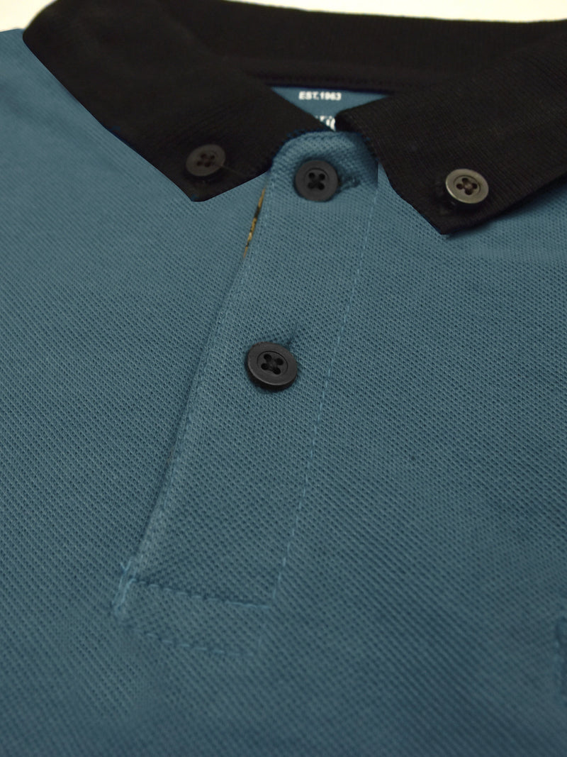 Summer Polo Shirt For Men-Slate Blue with Black-RT2362
