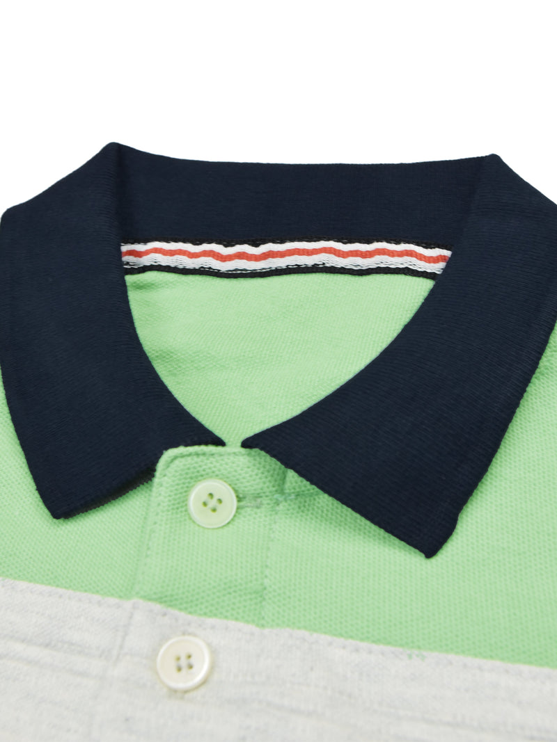 Summer Polo Shirt For Men-Blue White Grey Melange & Green Pannel-SP6503