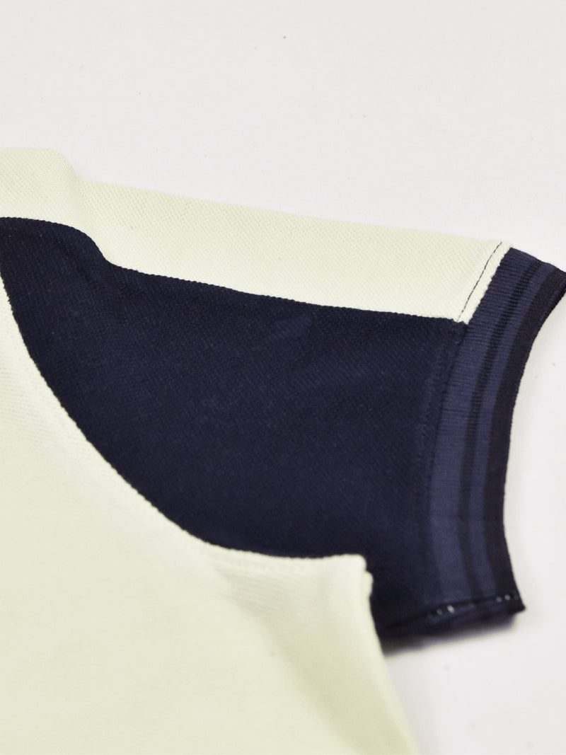Summer Polo Shirt For Men-Off White & Dark Navy-RT2373