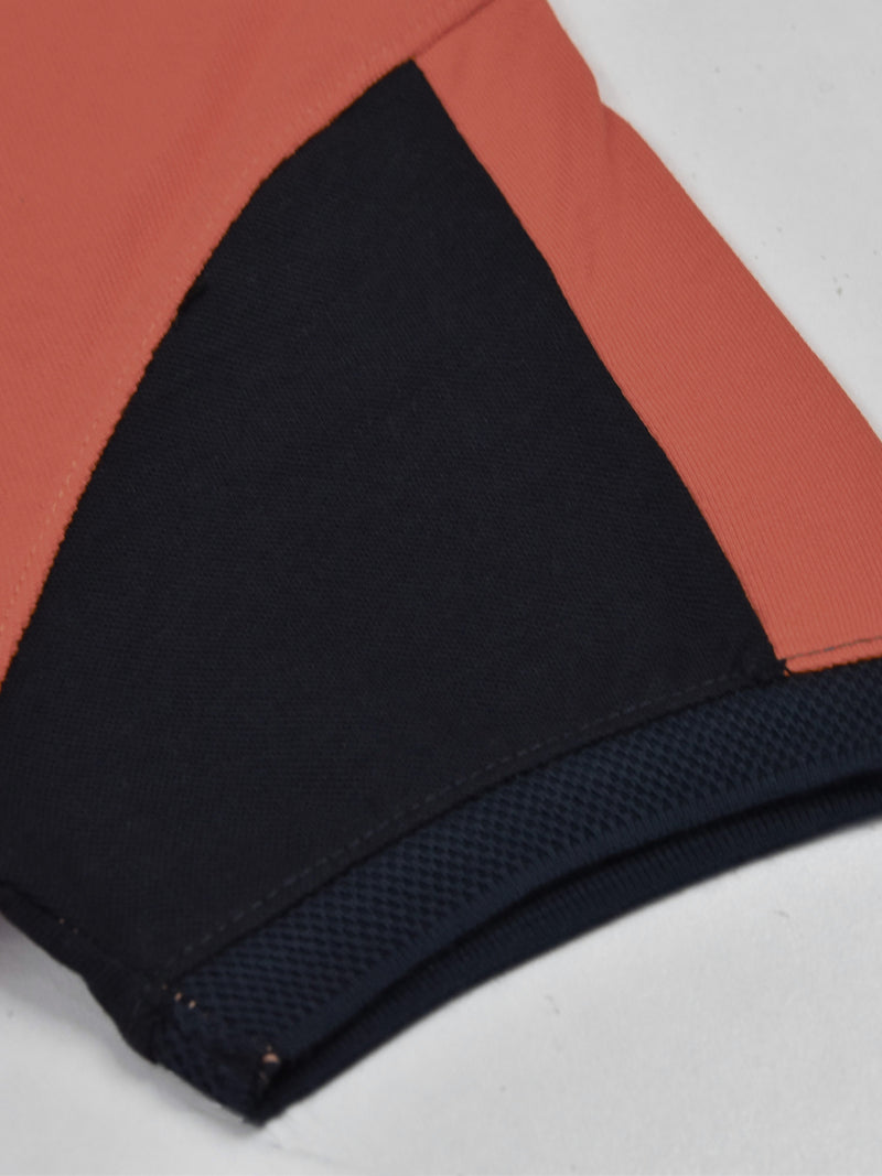 Summer Polo Shirt For Men-Carrot Red & Dark Navy-RT2366