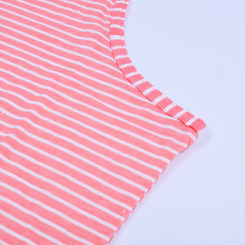 U.S Polo Sleeve Less Tank Top For Women-Pink Striper-RT604