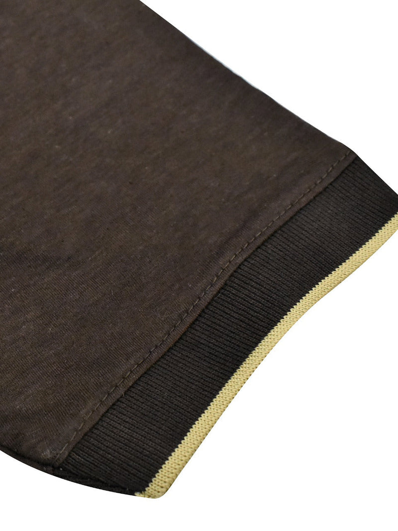 Champion Single Jersey Polo Shirt For Kids-Wheat with Navy & Brown-RT2413