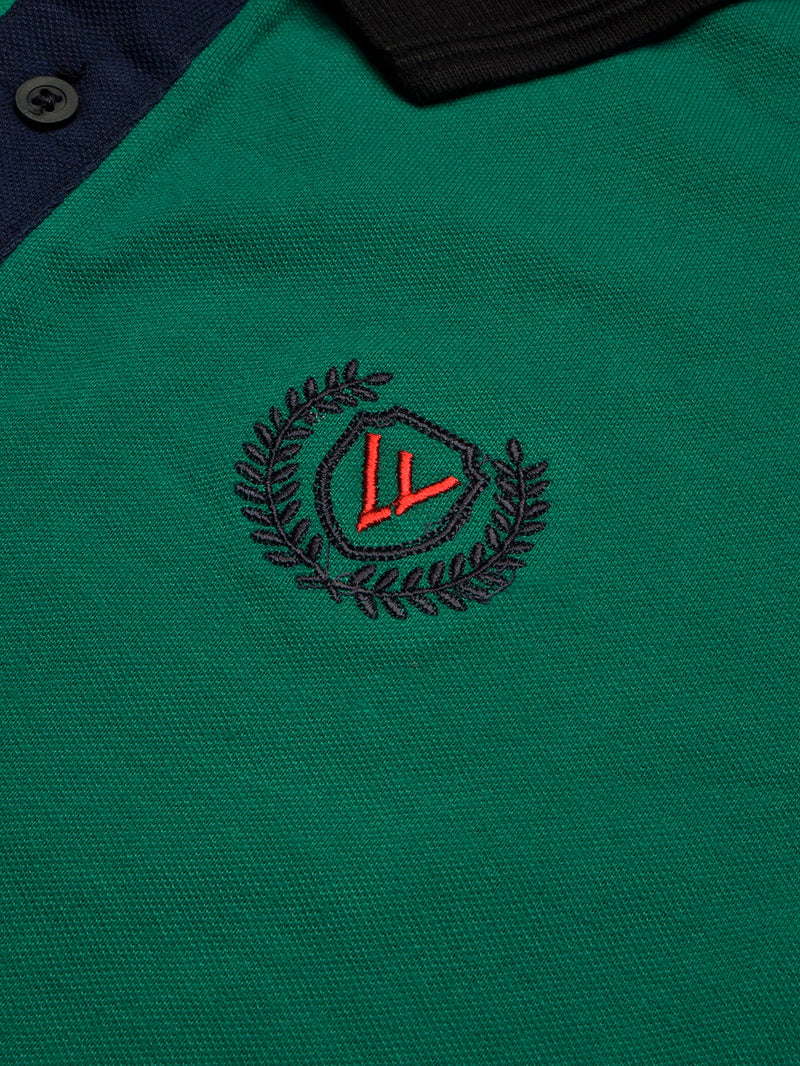 Summer Polo Shirt For Men-Dark Cyan Green Melange & Dark Navy-RT2368