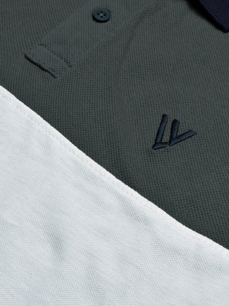 Summer Polo Shirt For Men-White with Dark Slate Grey-RT2361