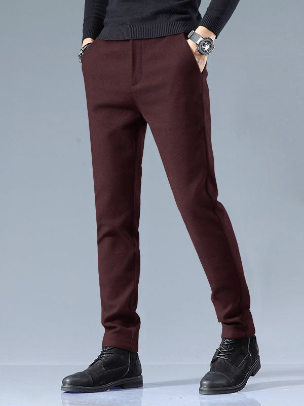 Louis Vicaci Interlock Stretchy Slim Fit Pent For Men-Maroon-RT2438