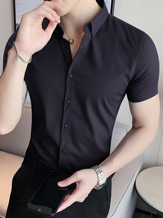 Louis Vicaci Slim Fit Summer Formal Casual Shirt For Men-Purple-BR514