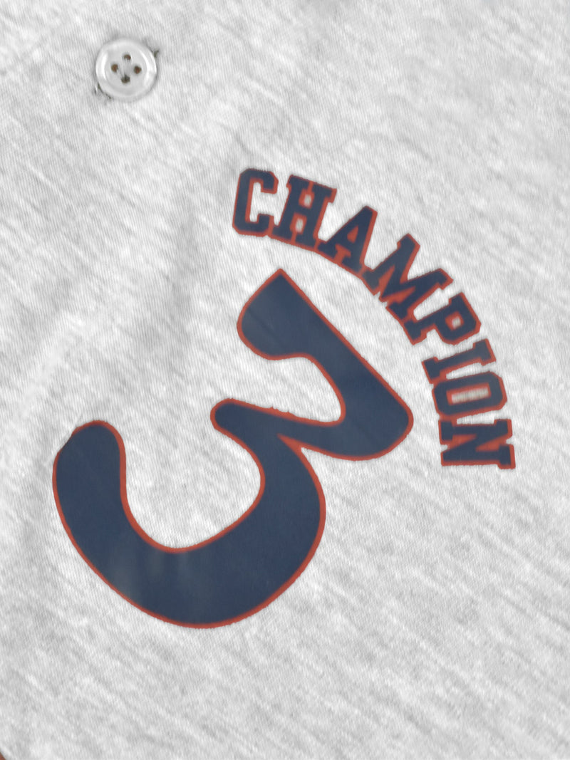 Champion Single Jersey Polo Shirt For Kids-Grey Melange with Brown & Blue Panels-RT889