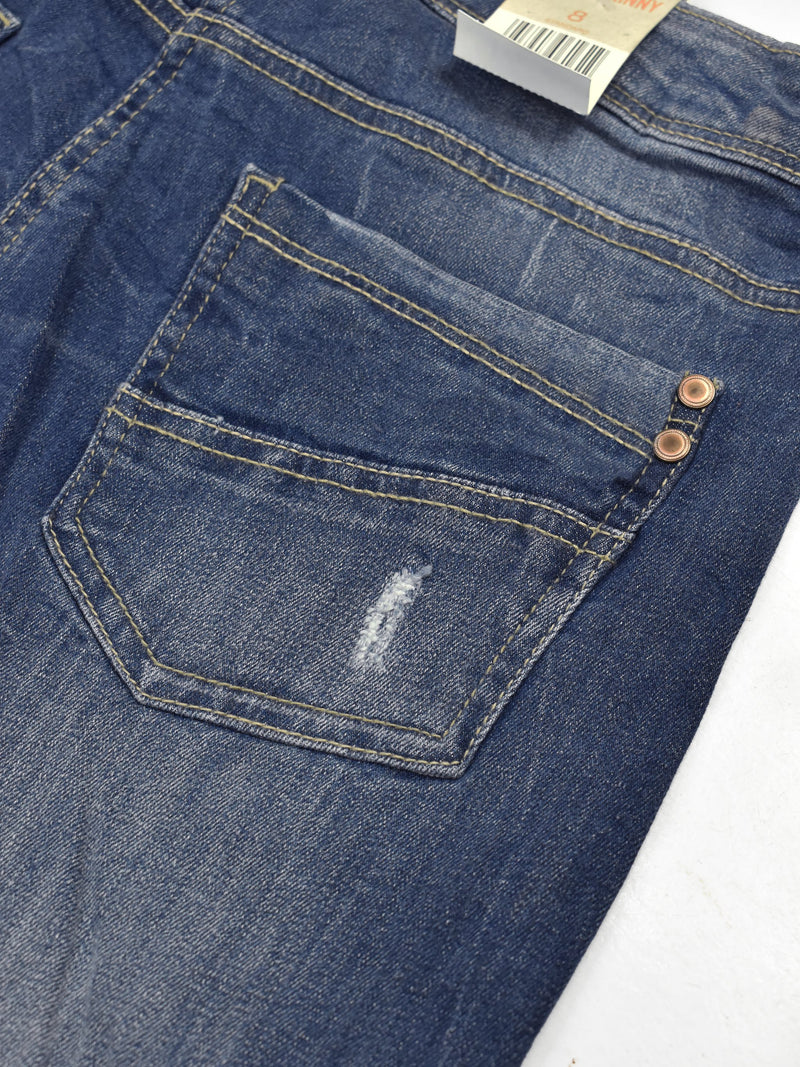 F&F Skinny Fit Stretch Denim For Men-Blue Faded With Grinded Style-F10