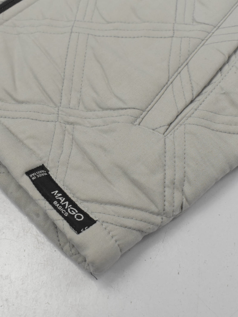 Mango Quilted Zipper Mock Neck Jacket For Kids-Grey-NA13218
