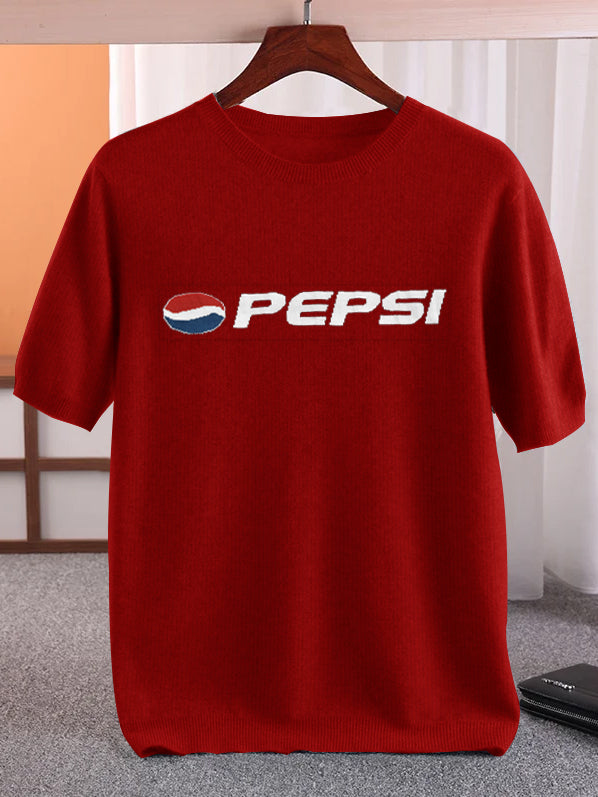 Full Fashion Short Sleeve Crew Neck Sweater For Men-Red-RT2234