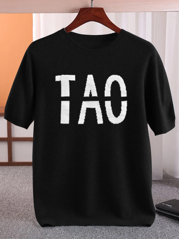 Full Fashion Short Sleeve Crew Neck Sweater For Men-Black-RT2232