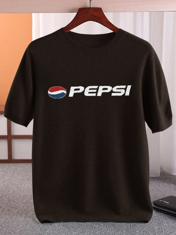 Full Fashion Short Sleeve Crew Neck Sweater For Men-Brown-RT2235