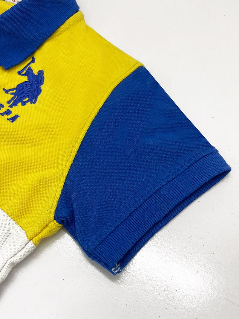 USPA Half Sleeve P.Q Polo Shirt For Kids-White & Yellow-RT1959