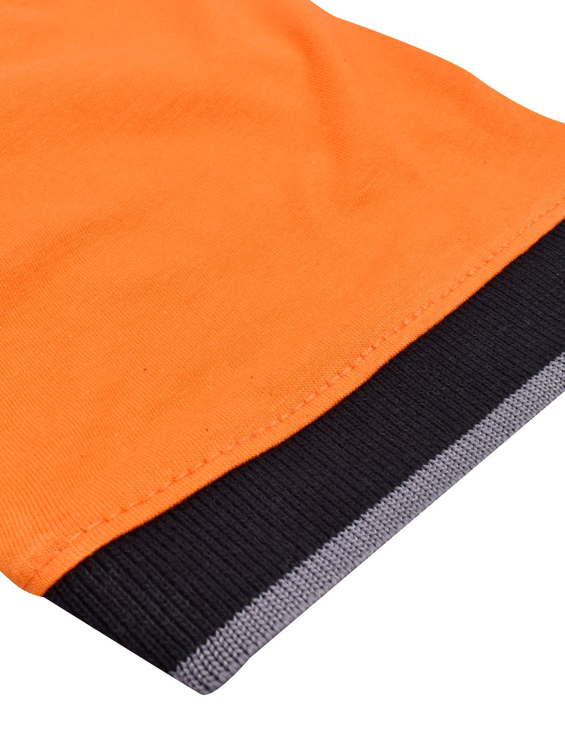 Champion Single Jersey Polo Shirt For Kids-Grey Melange with Orange & Navy Panels-BE14549