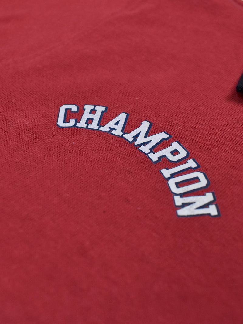 Champion Single Jersey Polo Shirt For Kids-Red & White with Navy Melange Panels-BE14409