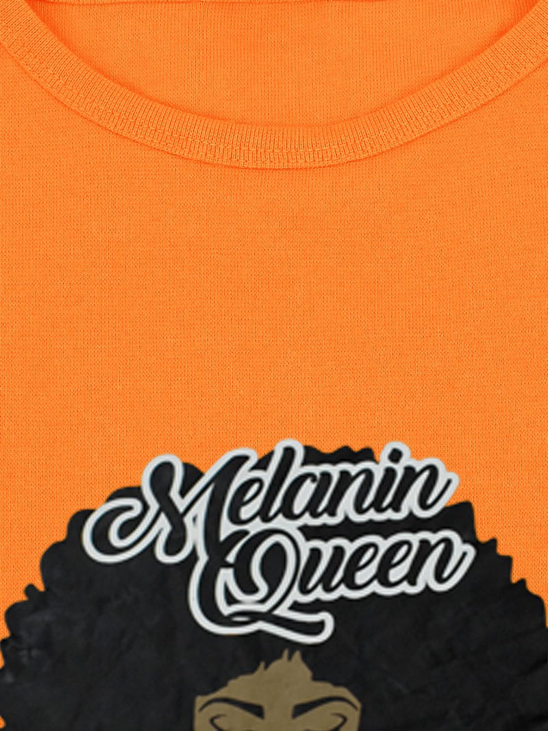Here Kitty Cap Sleeve Crew Neck Tee Shirt For Ladies-Orange-AN2483