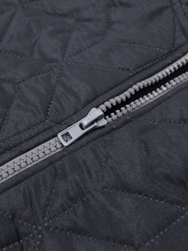Mango Quilted Zipper Hoodie For Kids-Dark Slate Grey-BE15414