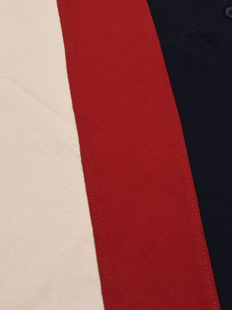 Summer Panel Polo Shirt For Kids-Peach with Red & Navy-RT2408