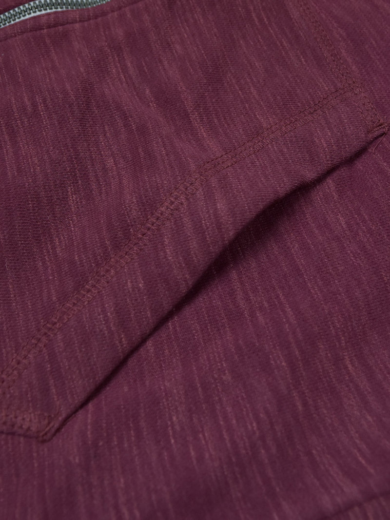 Next Terry Fleece Zipper Short Body Hoodie For Men-Maroon Melange-BR14348