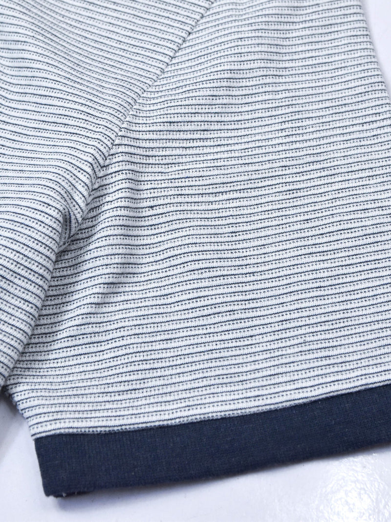 Nxt Single Jersey Half Sleeve Polo For Men-White with Allover Navy Stripe-RT804