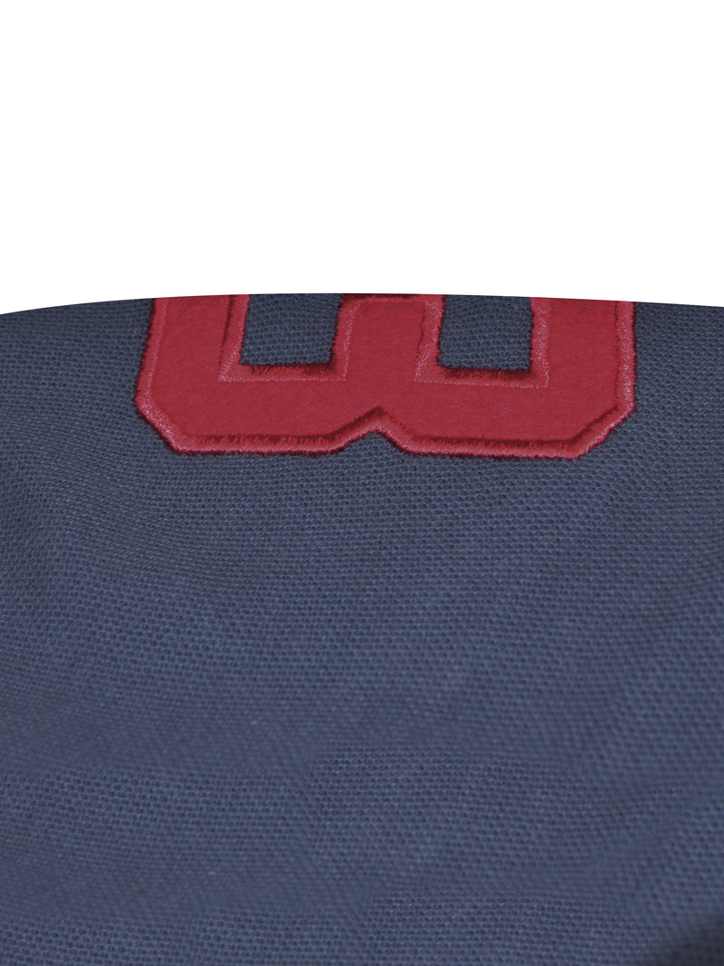 U.S.P.A Stylish Pique Summer Polo For Men-Slate Blue with Black Panel & Red Stripe-RT788